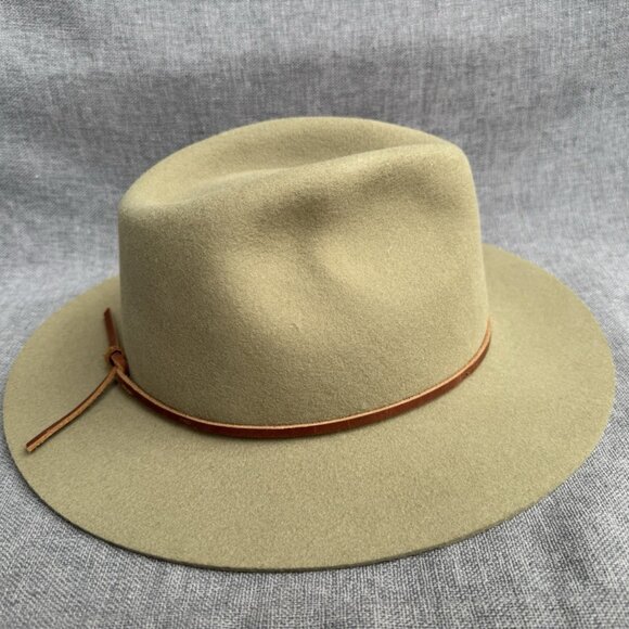 Brixton Wesley~ Unisex Olive 100% Wool Fedora Hat~ Size Medium 7 1/4/ 58cm
